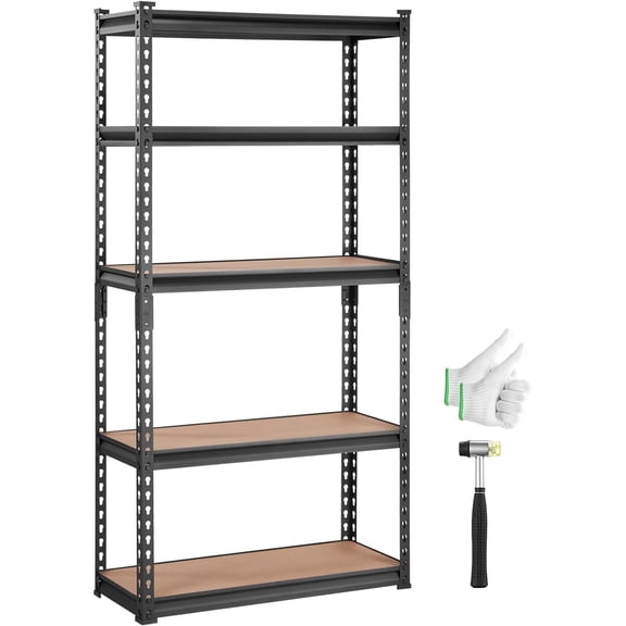 Storage Shelving Unit, 5-Tier Adjustable, 2000 lbs Capacity, Heavy Duty Garage Shelves Metal Organizer Utility Rack, Black, 30" L x 12" W x 60" H for Kitchen Pantry Basement Bathroom Laundry