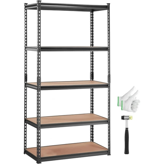 Storage Shelving Unit, 5-Tier Adjustable, 2000 lbs Capacity, Heavy Duty Garage Shelves Metal Organizer Utility Rack, Black, 36" L x 18" W x 72" H for Kitchen Pantry Basement Bathroom Laundry