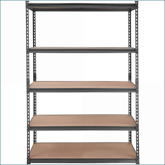 Storage Shelving Unit, 5-Tier Adjustable, 2000 lbs Capacity, Heavy Duty Metal, Black, 18x48x72 | Carbon Steel | Natural