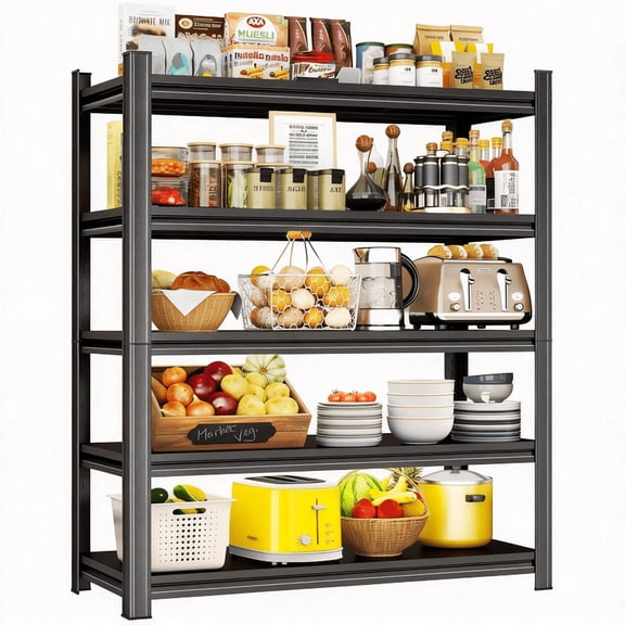 Storage Shelving Unit, 5-Tier Adjustable, 3000 lbs Garage Shelves Metal Organizer Utility Rack, 24"D x 48"W x 63"H for Kitchen Pantry Basement Bathroom Laundry Shop Plant Book Shoes