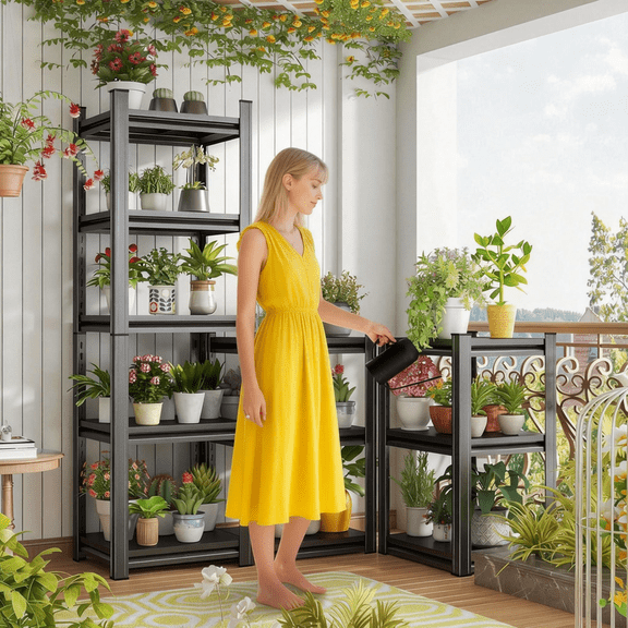 Storage Shelving Unit, 5-Tier Adjustable, 3000 lbs Wire Garage Shelves Metal Organizer Utility Rack, 12"D x 16"W x 63"H for Kitchen Pantry Basement Bathroom Laundry Shop Plant Shoes Book