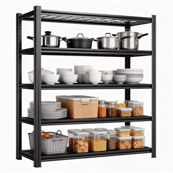 Storage Shelving Unit, 5-Tier Adjustable, 3000 lbs Wire Garage Shelves Metal Organizer Utility Rack, 16"D x 36"W x 72"H for Kitchen Pantry Basement Bathroom Laundry Shop Plant Shoes Book