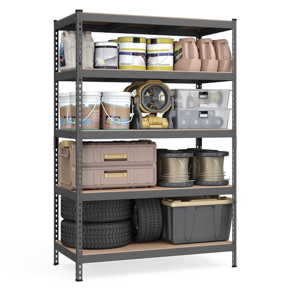 Storage Shelving Unit 5 Tier Garage Shelves Adjustable Storage Rack Heavy Duty Metal Shelving for Basement,Pantry,Kitchen,23.6 x 47.2 x 70.9 Inches,Gray
