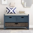 thumbnail image 1 of Storage Shoe Bench with Removable Basket, 2 Drawers & Cushion - Fully Assembled Entryway Organizer for Hallway, Living Room - Navy, 1 of 9