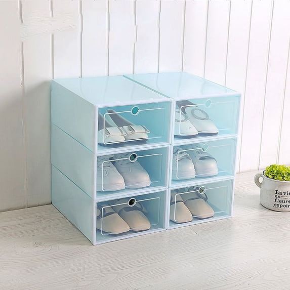 Storage Shoes Box Womens Mens Shoe Storage Box Plastic Foldable Stackable Sneaker Display Box Shoe Container Clear Closet Shelf Shoe Organizer