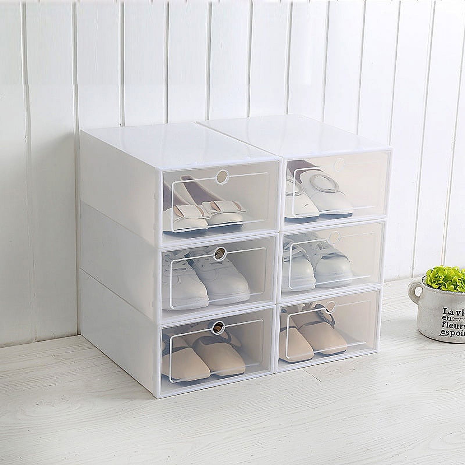 Storage Shoes Box Womens Mens Shoe Storage Box Plastic Foldable Stackable Sneaker Display Box Shoe Container Clear Closet Shelf Shoe Organizer