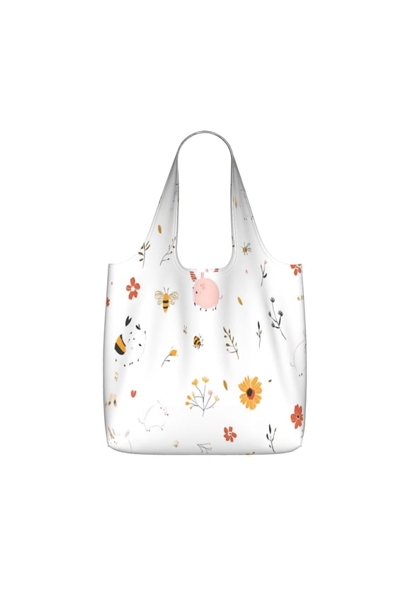 Storage Shopping Bagreusable Durable Shopping Bag Perfect For Shopping Commuting And Weekend Adventuresfoldable And Washable Flower Bee