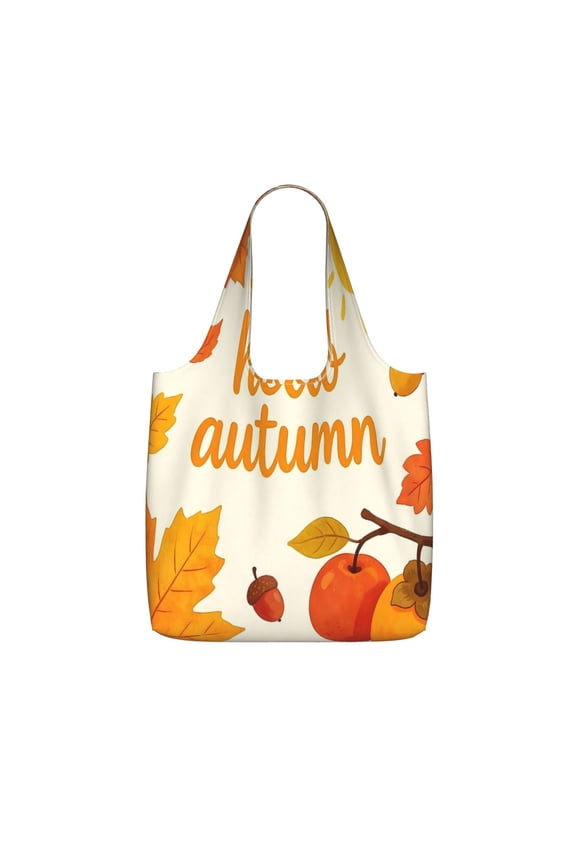 Storage Shopping Bagreusable Durable Shopping Bag Perfect For Shopping Commuting And Weekend Adventuresfoldable And Washable Hello Autumn Theme (2)