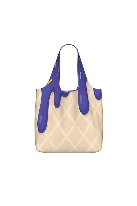 Storage Shopping Bagreusable Durable Shopping Bag Perfect For Shopping Commuting And Weekend Adventuresfoldable And Washable Ice Cream Purple