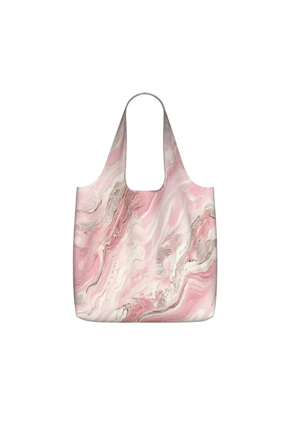 Storage Shopping Bagreusable Durable Shopping Bag Perfect For Shopping Commuting And Weekend Adventuresfoldable And Washable Pink Marble_21256_3