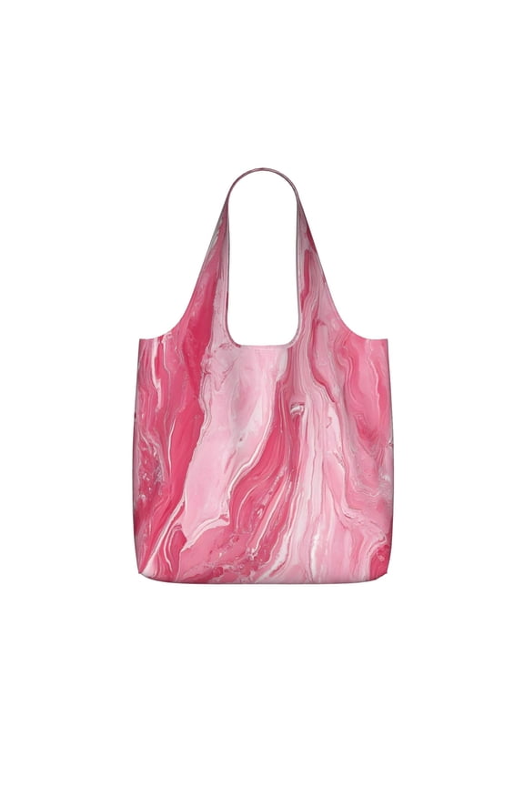Storage Shopping Bagreusable Durable Shopping Bag Perfect For Shopping Commuting And Weekend Adventuresfoldable And Washable Pink Marble_21256_4