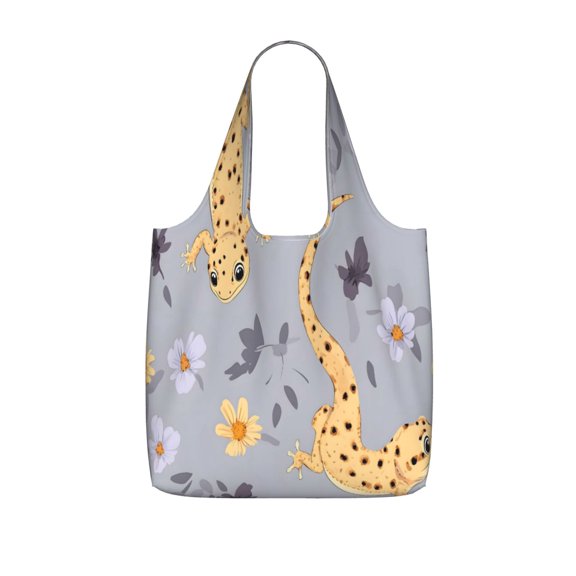 Storage Shopping Bagreusable Durable Shopping Bag Perfect For Shopping Commuting And Weekend Adventuresfoldable And Washable Cartoon Leopard Gecko Reptile