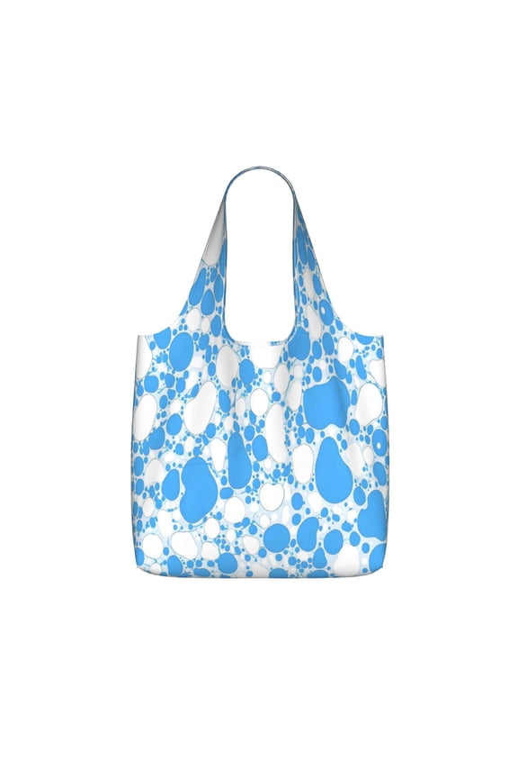 Storage Shopping Bagreusable Durable Shopping Bag Perfect For Shopping Commuting And Weekend Adventuresfoldable And Washable Milk Cow Skin Print Style Powderblue_4