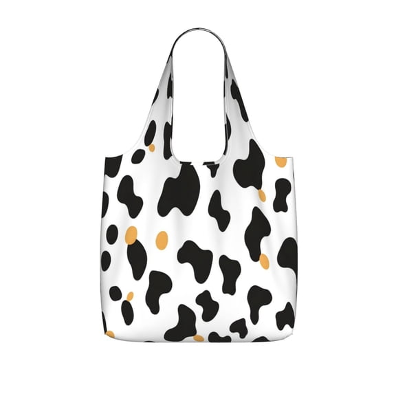 Storage Shopping Bagreusable Durable Shopping Bag Perfect For Shopping Commuting And Weekend Adventuresfoldable And Washable Simple Cow Print Pattern, Vector Art Style_2