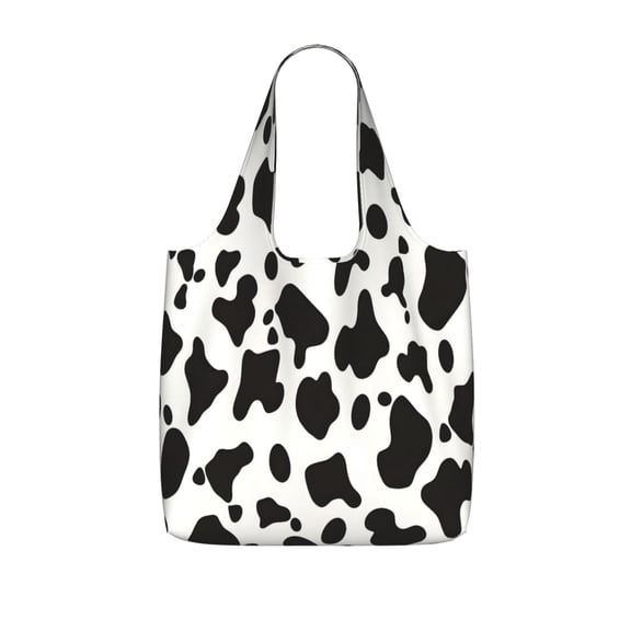 Storage Shopping Bagreusable Durable Shopping Bag Perfect For Shopping Commuting And Weekend Adventuresfoldable And Washable Simple Cow Print Pattern, Vector Art Style_3