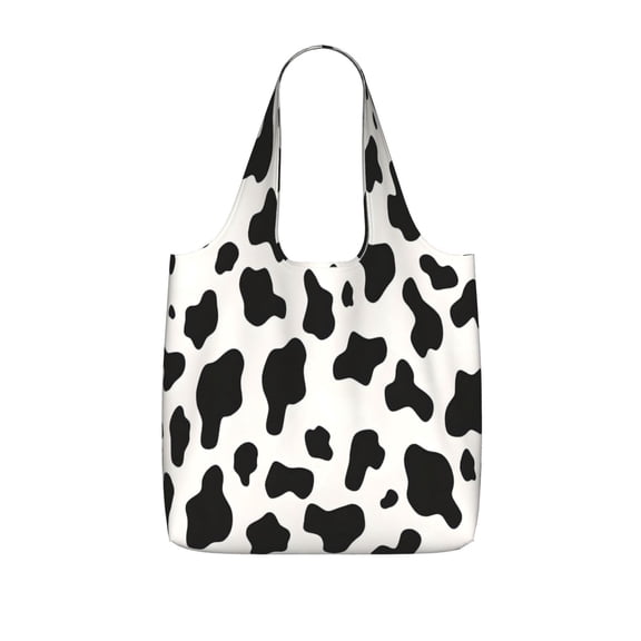 Storage Shopping Bagreusable Durable Shopping Bag Perfect For Shopping Commuting And Weekend Adventuresfoldable And Washable Simple Cow Print Pattern, Vector Art Style_1
