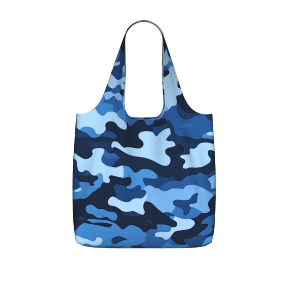 Storage Shopping Bagreusable Durable Shopping Bag Perfect For Shopping Commuting And Weekend Adventuresfoldable And Washable Vector Camouflage Pattern Blue_1