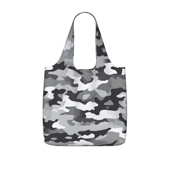 Storage Shopping Bagreusable Durable Shopping Bag Perfect For Shopping Commuting And Weekend Adventuresfoldable And Washable Vector Camouflage Pattern Gray_1