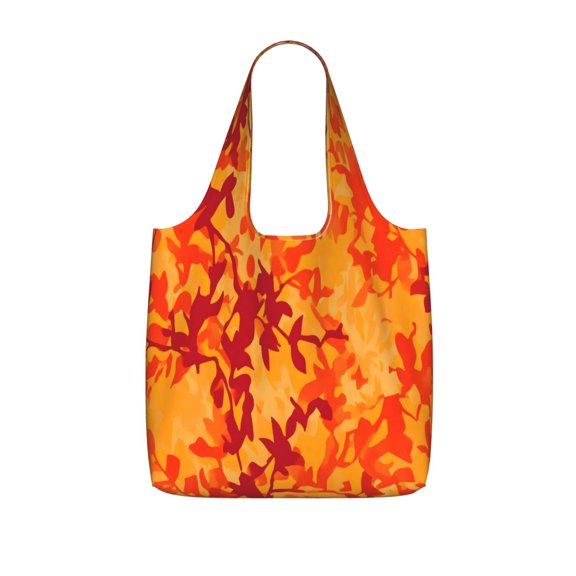 Storage Shopping Bagreusable Durable Shopping Bag Perfect For Shopping Commuting And Weekend Adventuresfoldable And Washable Vector Camouflage Pattern Orange Red_3