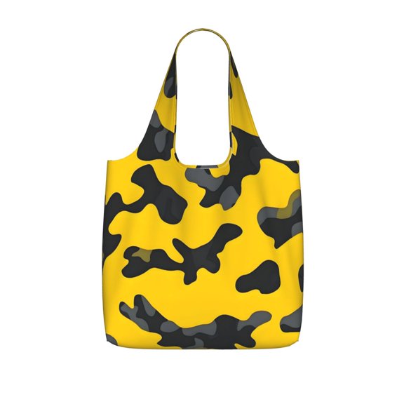 Storage Shopping Bagreusable Durable Shopping Bag Perfect For Shopping Commuting And Weekend Adventuresfoldable And Washable Vector Camouflage Pattern Yellow_2