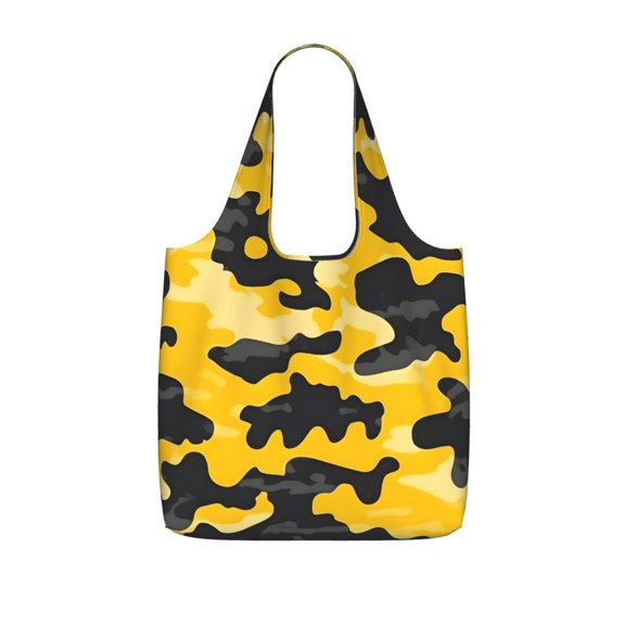 Storage Shopping Bagreusable Durable Shopping Bag Perfect For Shopping Commuting And Weekend Adventuresfoldable And Washable Vector Camouflage Pattern Yellow_3