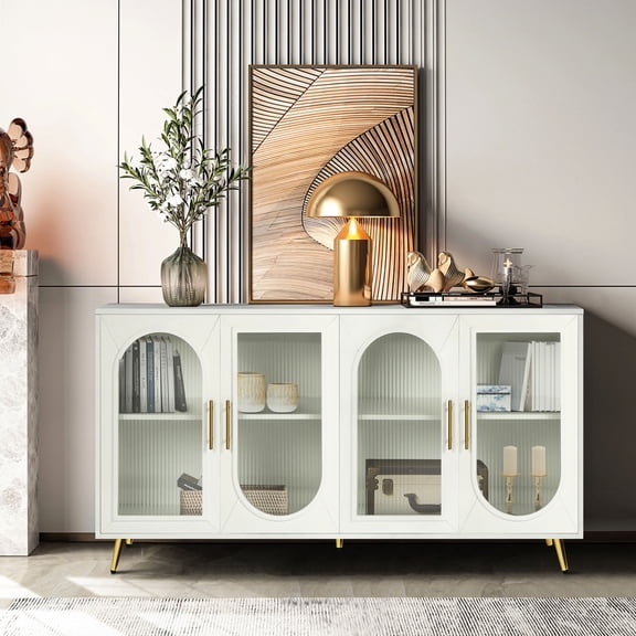 Storage Sideboard with Glass Door | Applicable for Kitchen, Living Room, and Hallway | Adds Delicacy to Home Decor