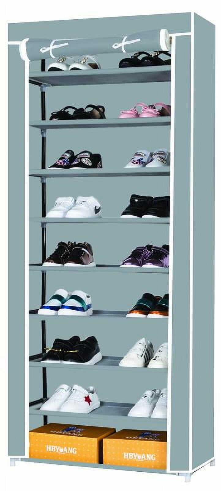 HONEIER 9 Tier Shoe Rack, Shoe Organizer with Nonwoven Fabric Cover, Shoe  Storage Shelf for 27 Pairs of Shoes, Free Standing Shoe Shelf Cabinet for  Entryway, Closet, Garage, Bedroom, Cloakroom 