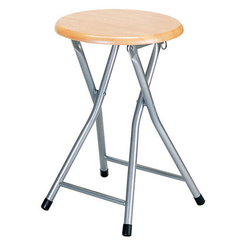 Storage Solutions Cushioned Vinyl Black Folding Stool with Back Rest