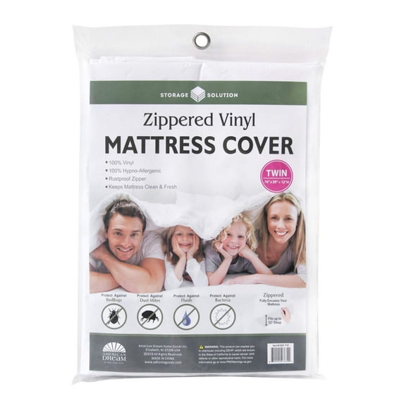 Storage Solutions PVC Hypoallergenic Mattress Cover and Protector with Zipper - Twin