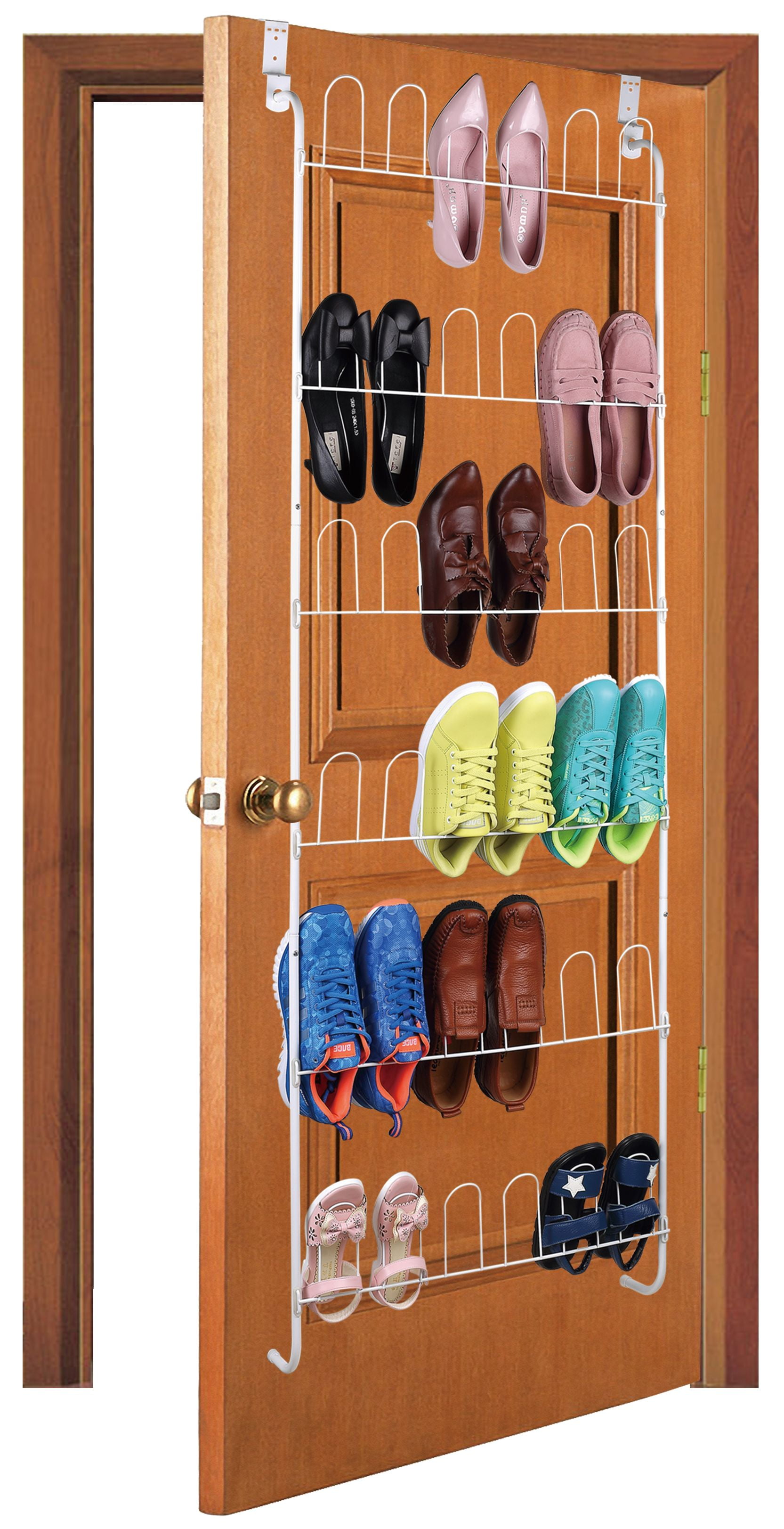 Storage Solutions White over The Door Shoe Rack Powder Coated Steel