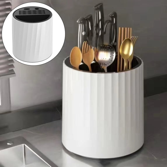 Storage Stand 360 Rotation Cylinder Kitchen Cutter Holder Multiple Slot Block Holder For Chopsticks Spoons Forks,storage rack
