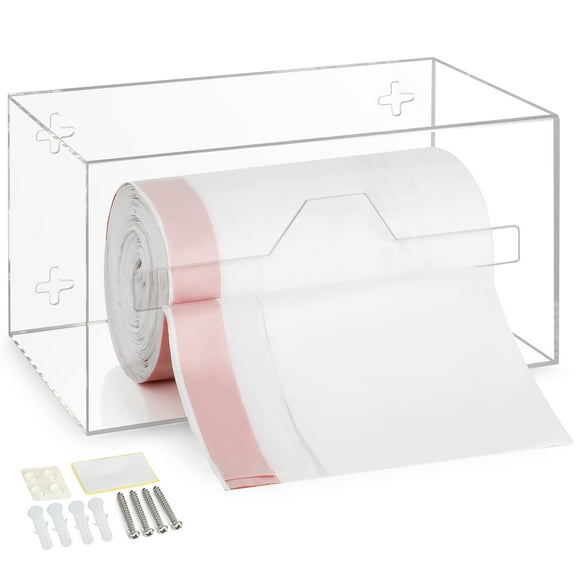 Storage Standard Garbage Bags Dispenser Acrylic Wall and Countertop Trash Bag Roll Holder Small