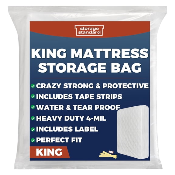 Storage Standard 2-Pack King Mattress Storage Bag, Clear - 100 x 80 x 15 Inches Heavy Duty Thick 4mil Reusable, Waterproof Plastic Mattress Cover for Moving and Storage, Fits King Size Bed