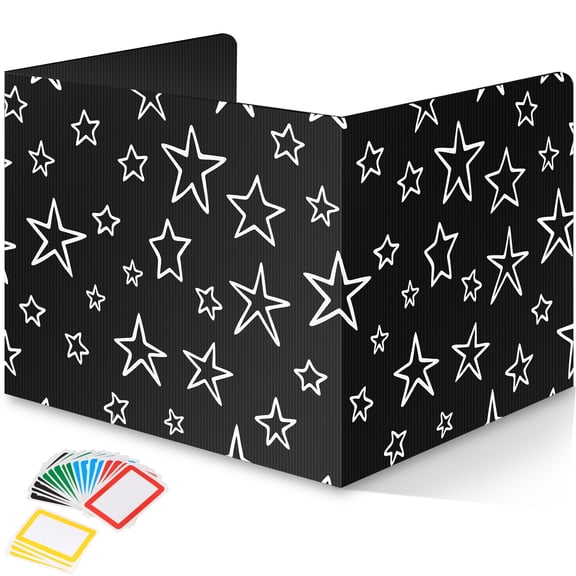 Storage Standard Start Printing Desk Dividers - 22 Pack - 14 x 16.5 x 14 inches w/ Star Design, Durable & Waterproof Easy-To-Clean Plastic Folder Boards, Study Carrel for Students, Teachers