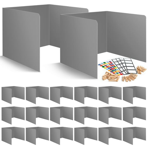 Storage Standard Student Desk Dividers Classroom Privacy Desktop Partition Shield Gray 20 Pack Study Carrel