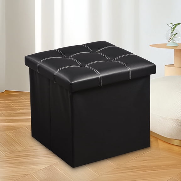 OUTMASTER Ottoman With Storage,Foldable Small Foot stool with Thickened Foam Cushion,14.9*14.9*13.8
