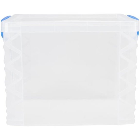 Storage Studios Super Stacker File Box, 14.5 x 10.5 x 11.25 in. Clear & Blue Handles