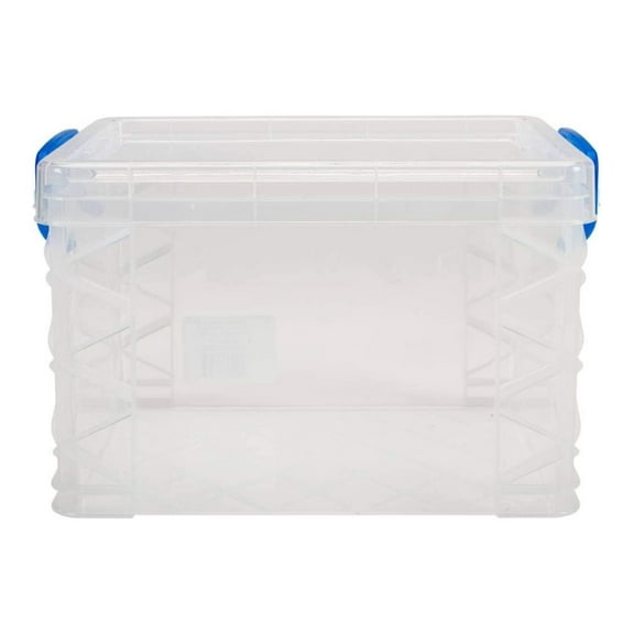 Storage Studios Super Stacker Storage Box-10.12"X7.5"X6.5" Clear/Blue Handles -SS37347