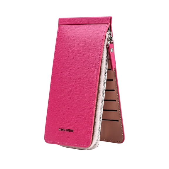 Storage Surpdew Multifunctional Long Wallet, Women Zipper Pocket Leather Credit Card Holder Bifold Wallet With 26 Card Slots Hot Pink One Size