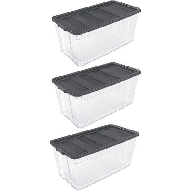 Storage System Solution with 200 Quart Clear Stackable Storage Box ...