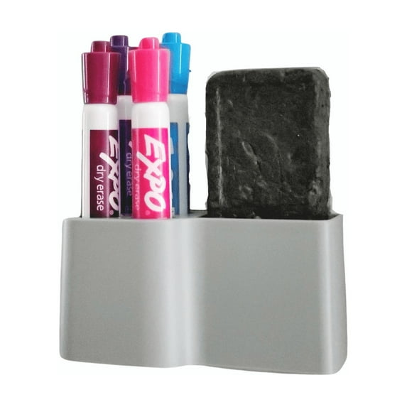 Storage Theory Marker Organizer for Dry Erase Markers and Eraser w/ Adhesive Strips (Gray 1pk)