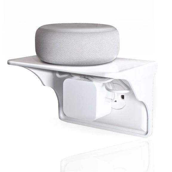 Storage Theory White Horizontal Wall Outlet Shelf, 1-Pack