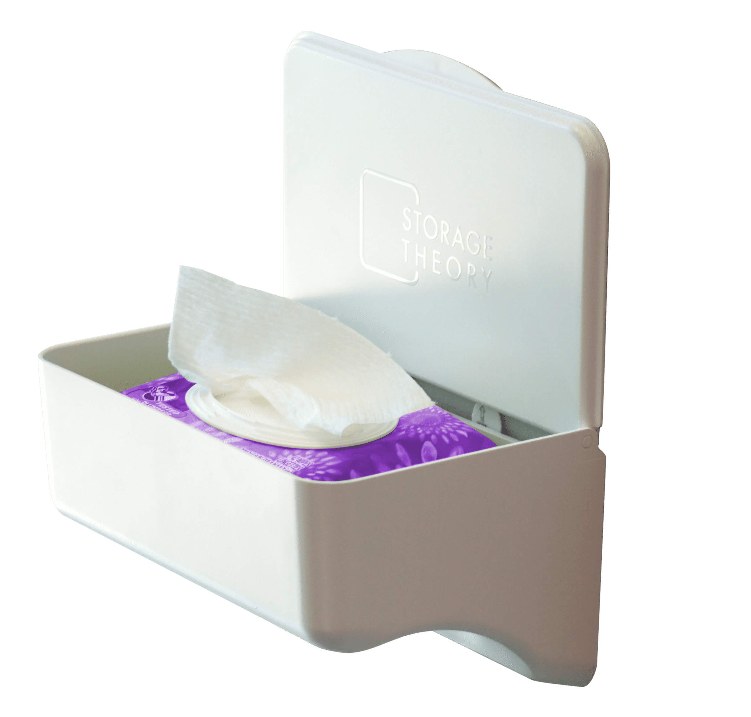 White Peel and Stick Bathroom Wipe Holder with Shelf