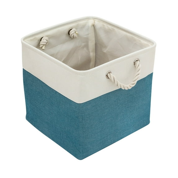 Storage Tote Basket,Fabric Storage Bins with Cream Liner and Handles Collapsible Storage Boxes for Closet Decorative Baskets for Shelf,13X13X12.5inch,1PC