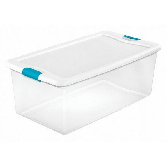 Sterilite Storage Tote Large Clear Storage Tote - Polypropylene - 106 Qt, Clear/White