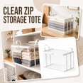 thumbnail image 1 of Storage Tote with Lid, Closet Storage, Bedroom Storage and Organization, Home Storage and Organization, 3 Pack Large 15X10X13 Inch Clear White Hard-Sided Transparent Handled, 1 of 6