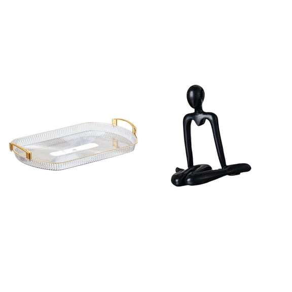 Storage Tray Decorative Tray Rectangle Serving Tray Multifunction Use PP Material for Dining Room Bedroom Office Cabinet