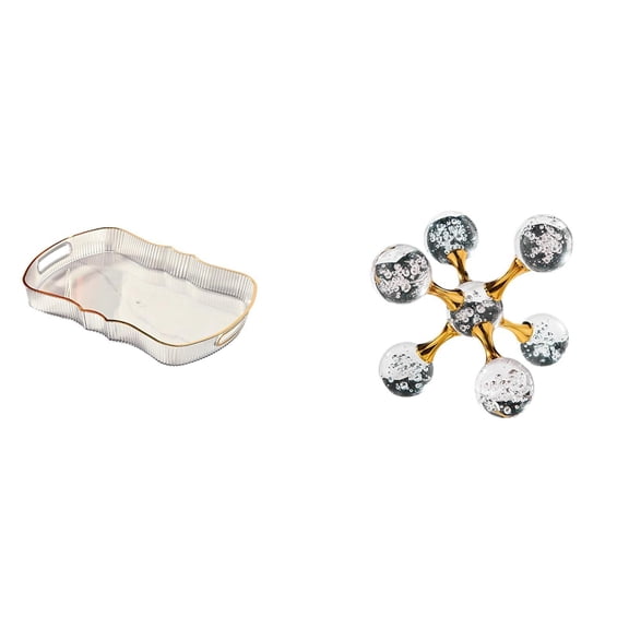 Storage Tray Kitchen Fruit Dessert Tray Bubble Sphere Figurine Smooth Glass Creative Modern Decor for Living Room Office