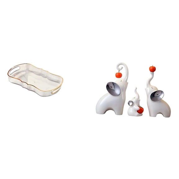 Storage Tray Rectangle Serving Tray Kitchen Fruit Dessert Tray Ceramic Material for Home Bedroom Living Room Decor