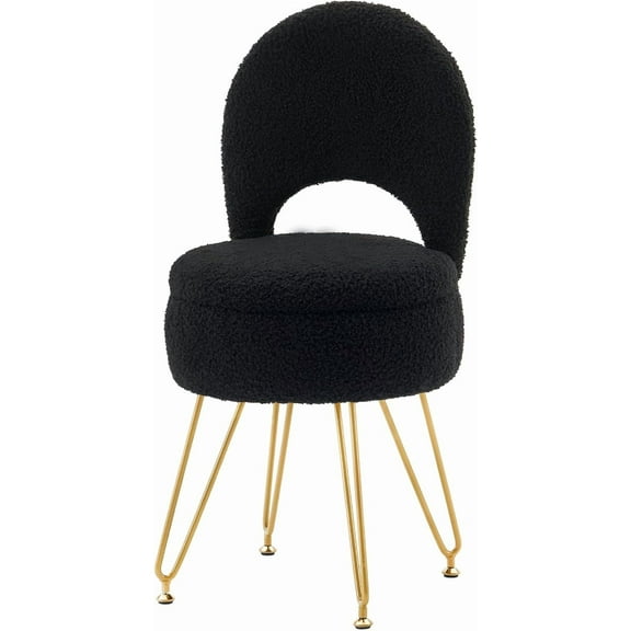 Storage Vanity Stool Chair with Folding Back Makeup Chair Multifunctional Upholstered Footstool,with Anti-Slip Feet for Bedroom Living Room Entryway